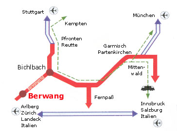 Anfahrt Gstehaus Steinkarblick - Berwang Rinnen Tirol - Tiroler Zugspitz Arena